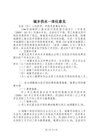 2024年城乡供水一体化意见