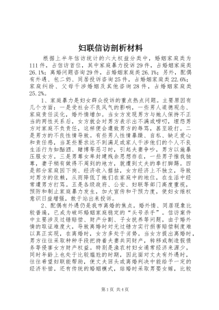 2024年妇联信访剖析材料