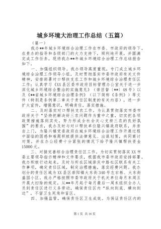 2024年城乡环境大治理工作总结