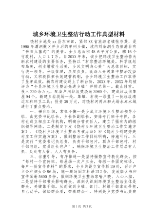 2024年城乡环境卫生整洁行动工作典型材料