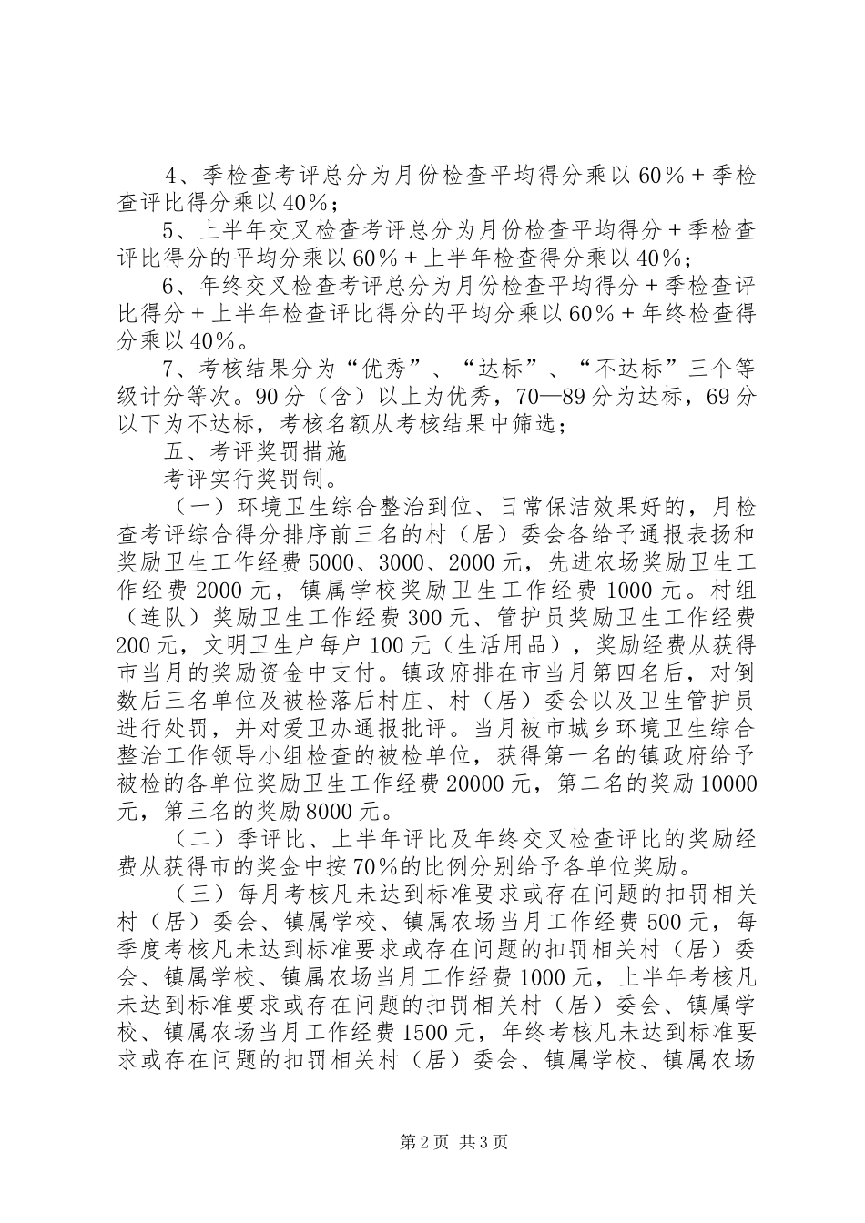 2024年城乡环境卫生整治工作考评实施方案_第2页