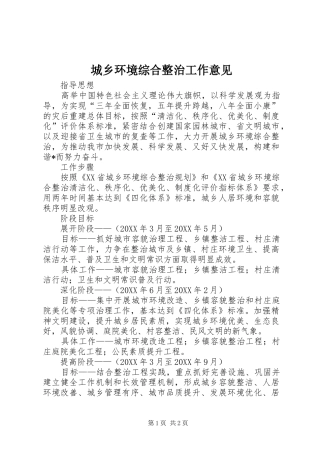 2024年城乡环境综合整治工作意见