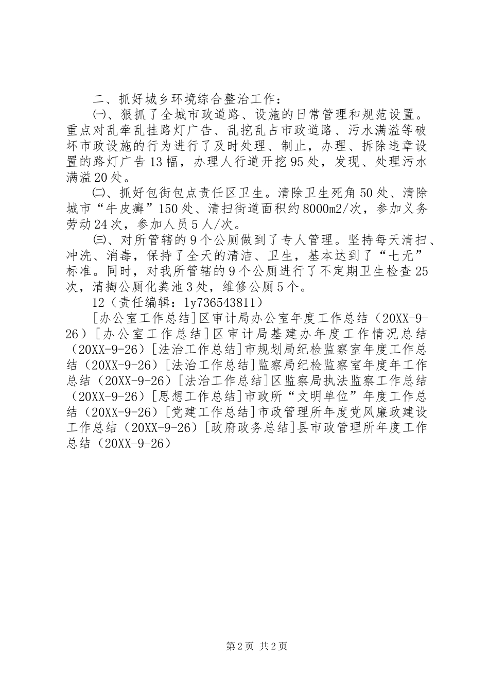2024年城乡环境综合整治年度工作总结_第2页