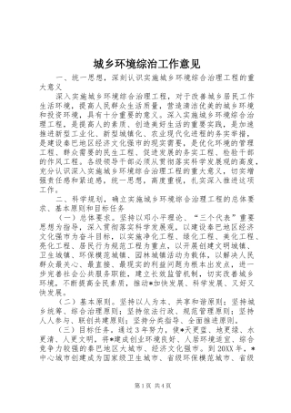 2024年城乡环境综治工作意见