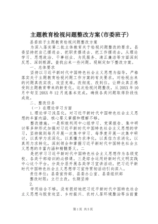 2024年主题教育检视问题整改方案市委班子