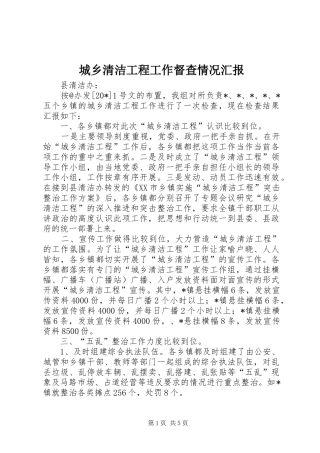 2024年城乡清洁工程工作督查情况汇报