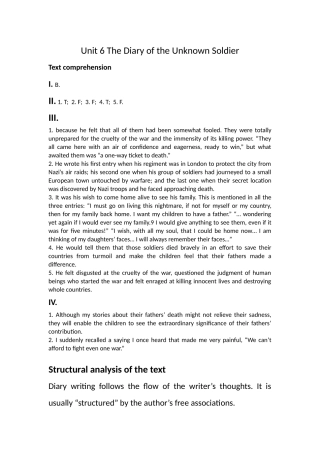 基础英语2(主编何兆熊)unit6-The-Diary-of-the-Unknown-Soldier课后练习答案