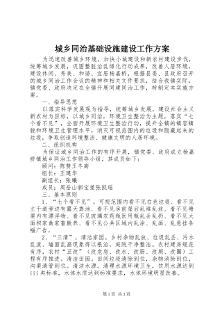 2024年城乡同治基础设施建设工作方案