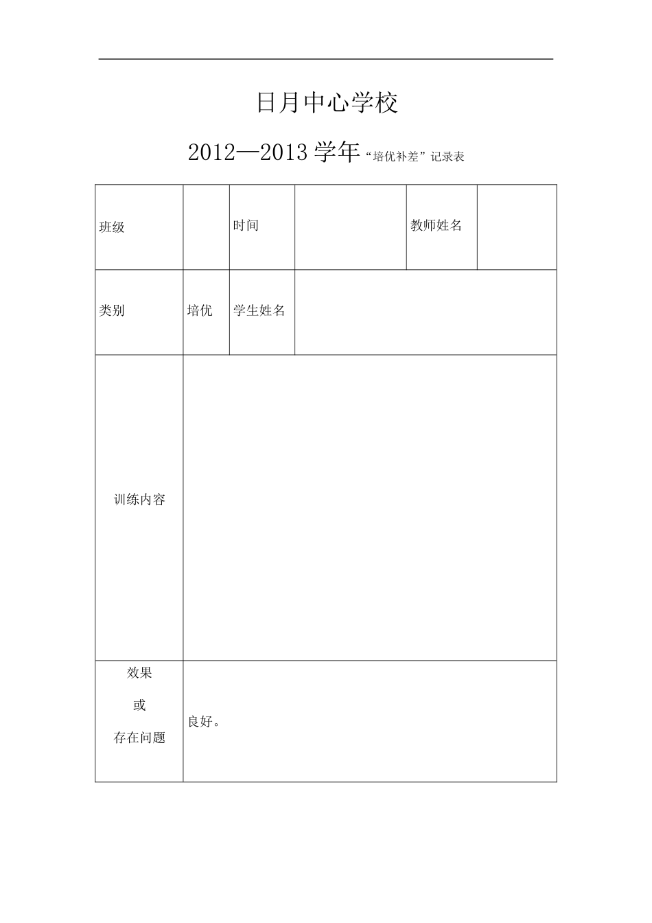 培优辅差记录表(同名22050)_第1页