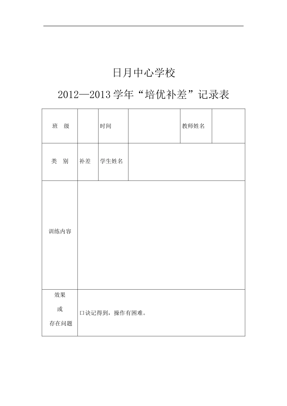 培优辅差记录表(同名22050)_第2页