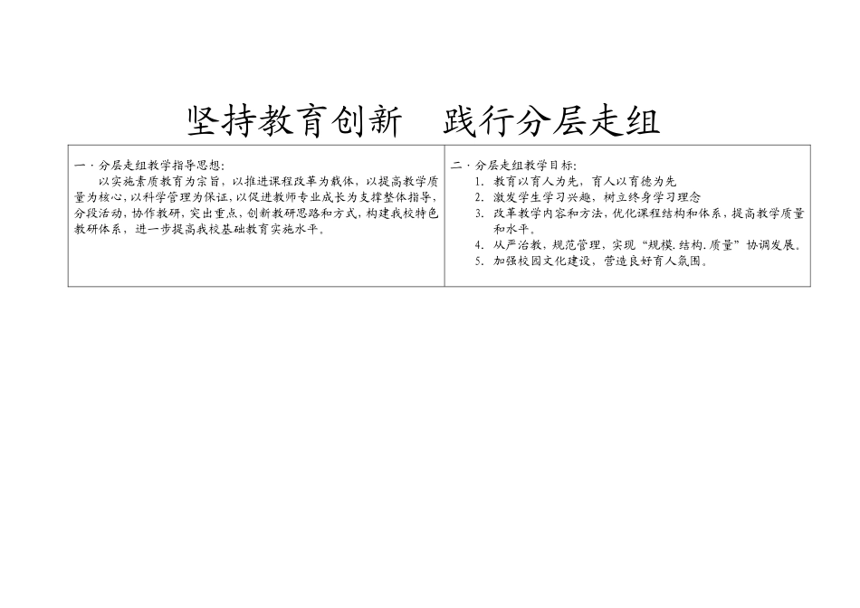 坚持教育创新--践行分层走组_第1页