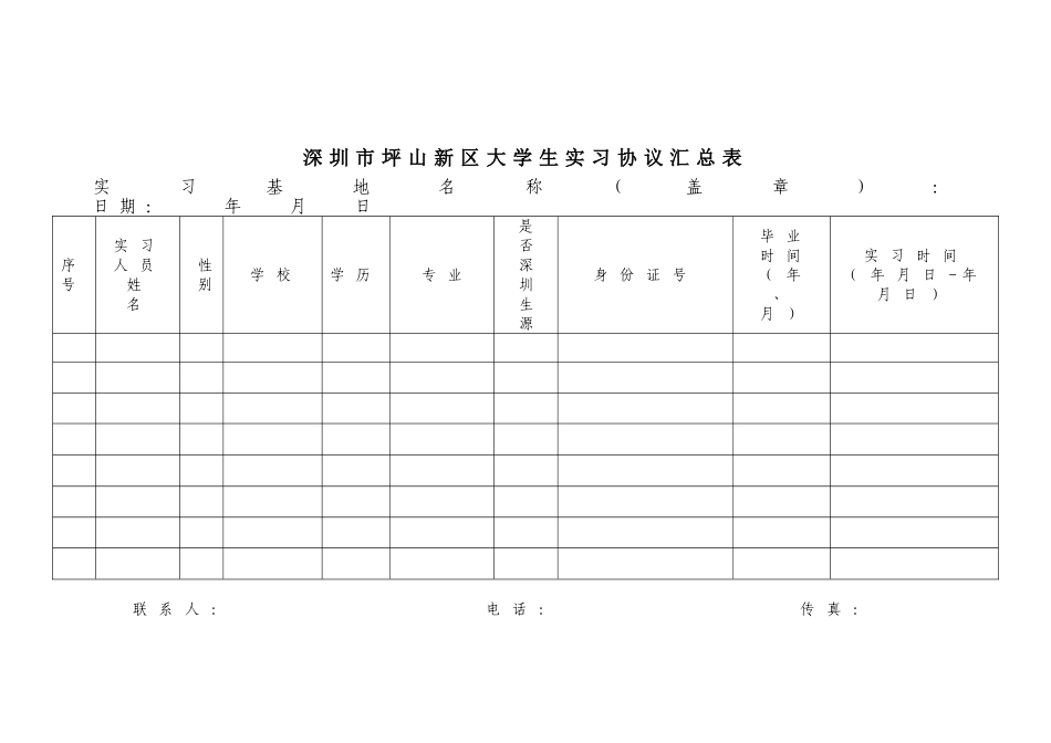 坪山新区大学生实习基地各类表格_第3页