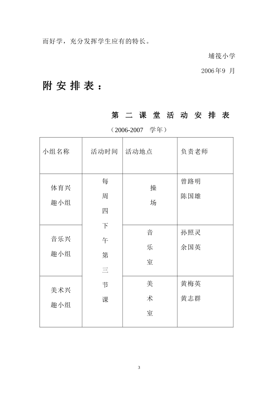 埔筏小学第二课堂活动计划、总结(2006-2007学年)_第3页