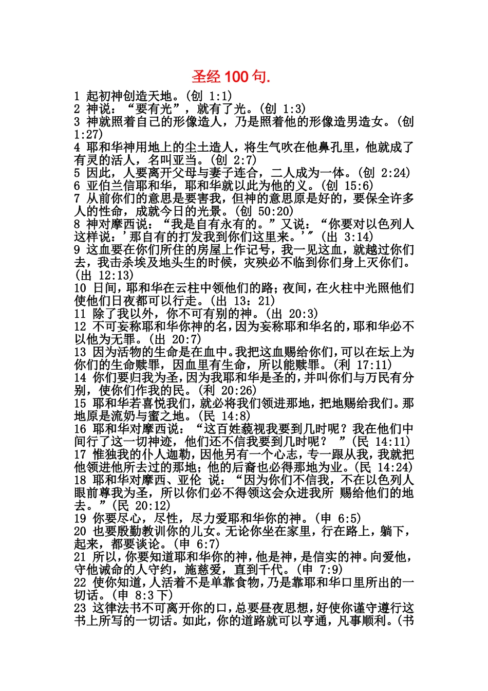 基督徒必背的100句经文_第1页