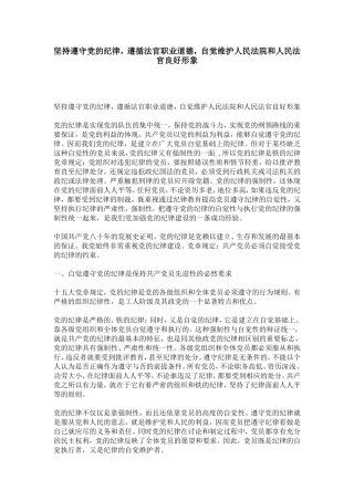 坚持遵守党的纪律-遵循法官职业道德-自觉维护人民法院和人民法官良好形象-总结报告模板