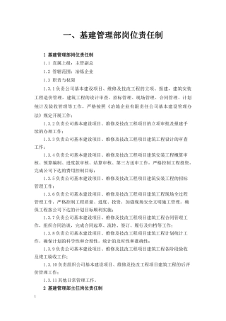 基建管理部岗位职责