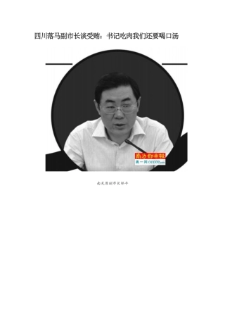四川落马副市长谈受贿