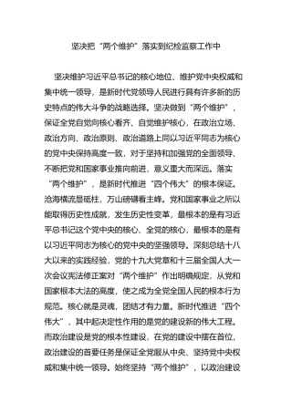 坚决把“两个维护”落实到纪检监察工作中