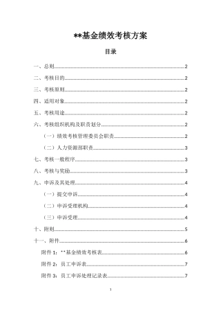 基金公司绩效考核方案