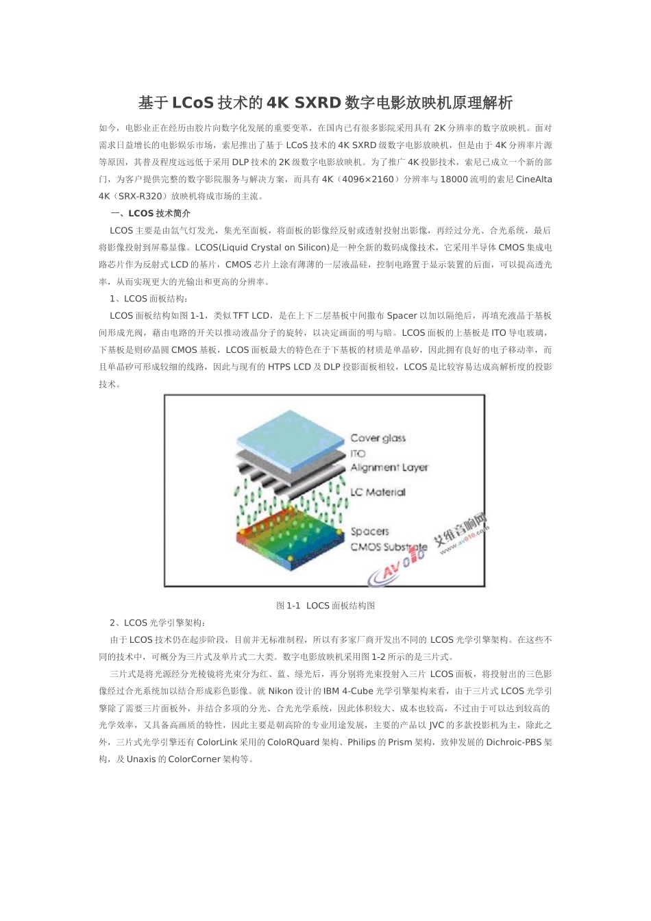 基于LCoS技术的4K-SXRD数字电影放映机原理解析_第1页