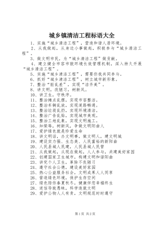 2024年城乡镇清洁工程标语大全