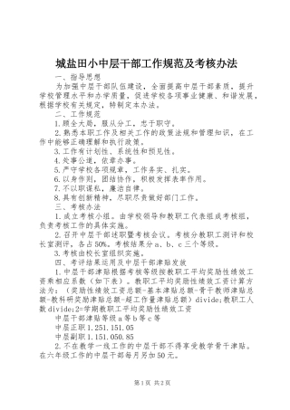 2024年城盐田小中层干部工作规范及考核办法