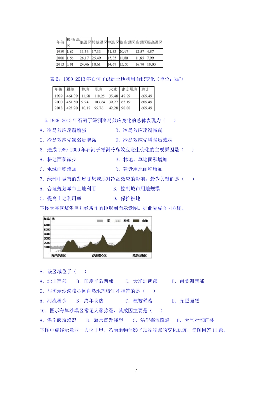 四川省成都市第七中学2017届高三二诊模拟考试文综地理试题_第2页