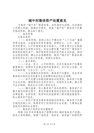 2024年城中村集体资产处置意见