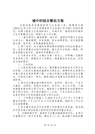 2024年城中村综合整治方案