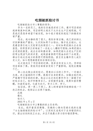 2024年吃烟被抓检讨书