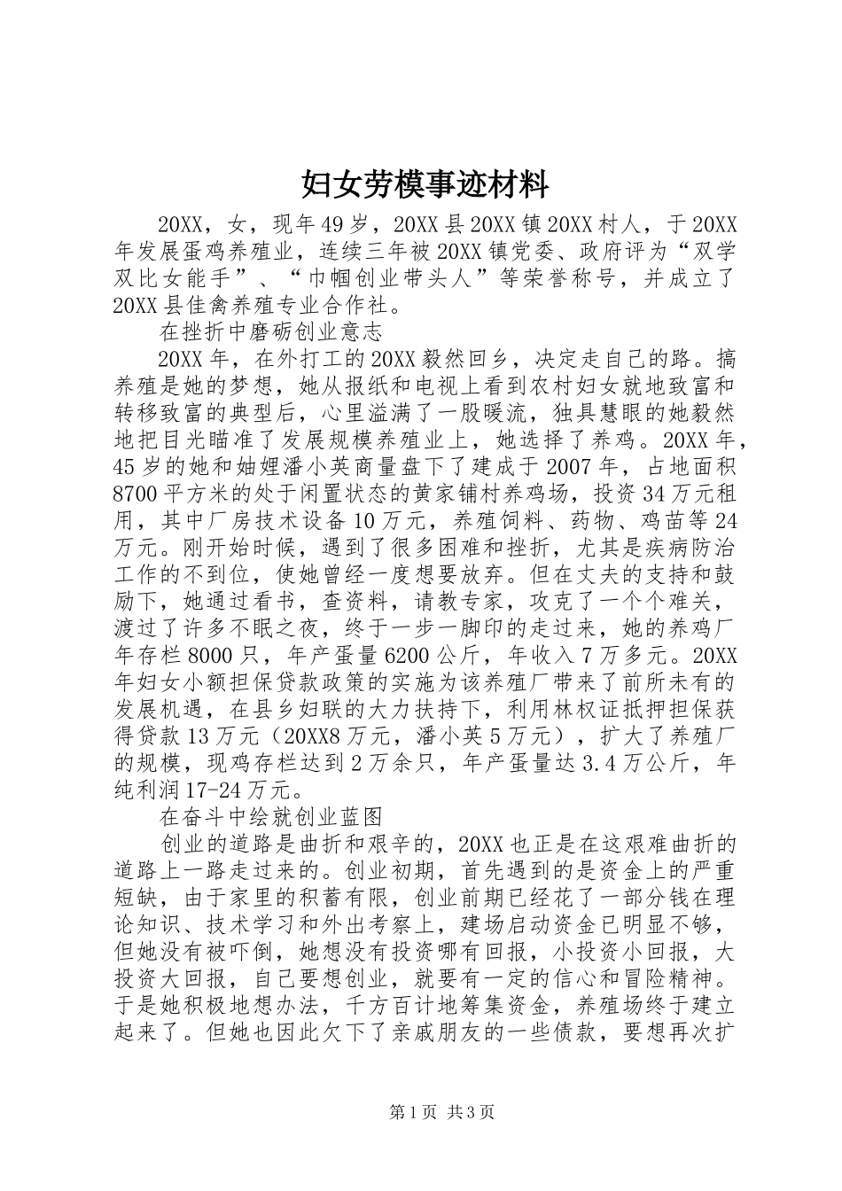 2024年妇女劳模事迹材料_第1页