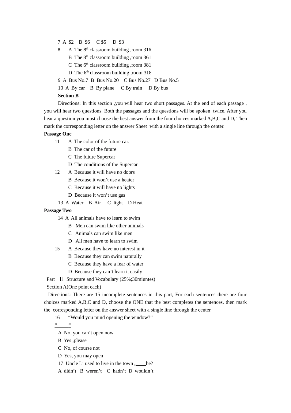 四川省大学英语二级考试样题_第2页