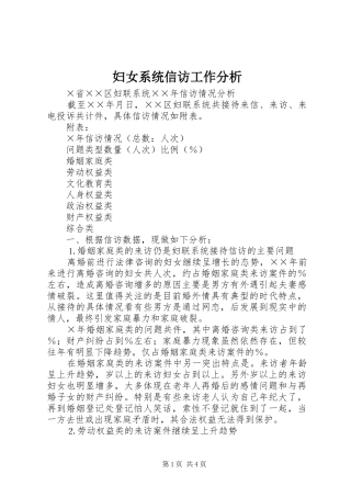 2024年妇女系统信访工作分析