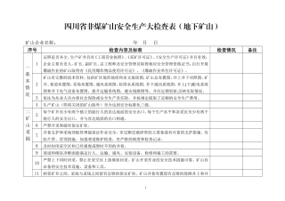 四川省非煤矿山安全生产大检查表(地下矿山)