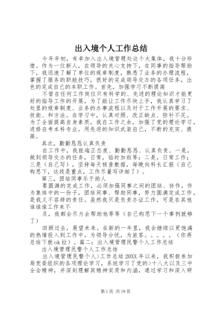 2024年出入境个人工作总结