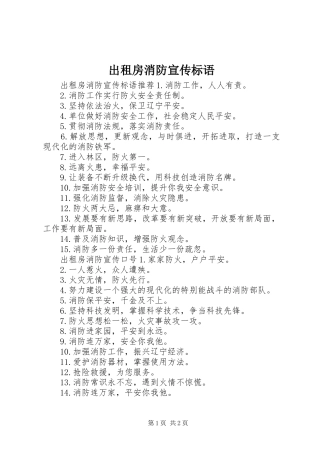 2024年出租房消防宣传标语