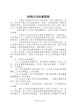 2024年初到公司处事原则