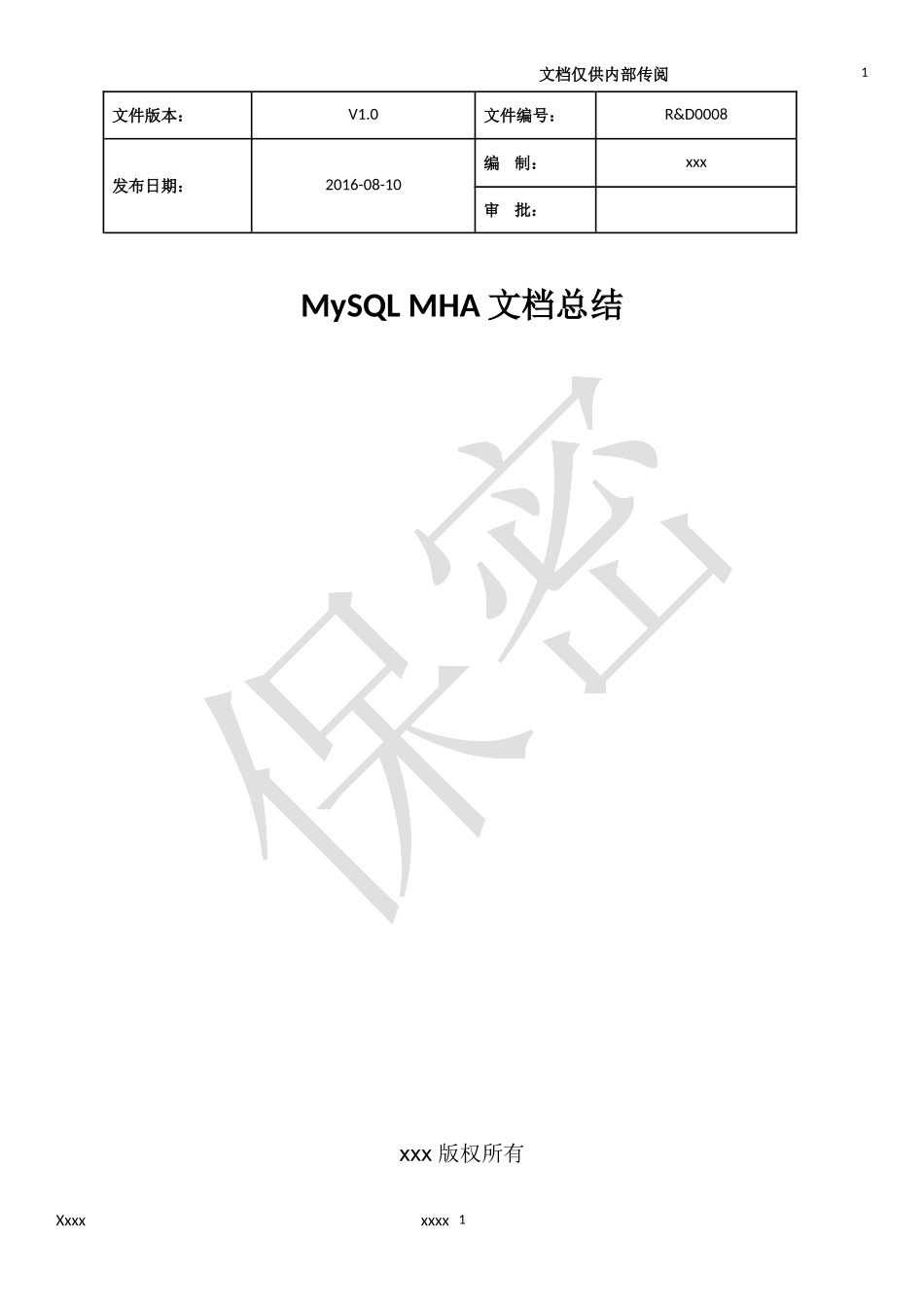 基于MHA的MySQL的高可用详细总结文档_第1页