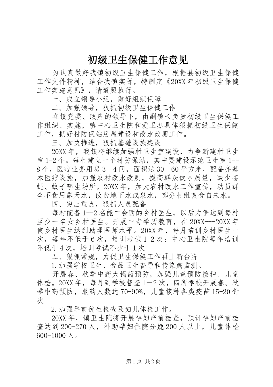2024年初级卫生保健工作意见_第1页