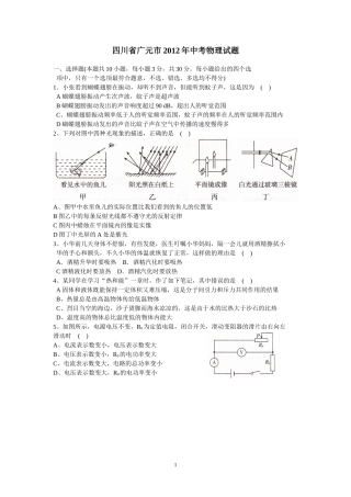 四川省广元市2012年中考物理试题(word版)