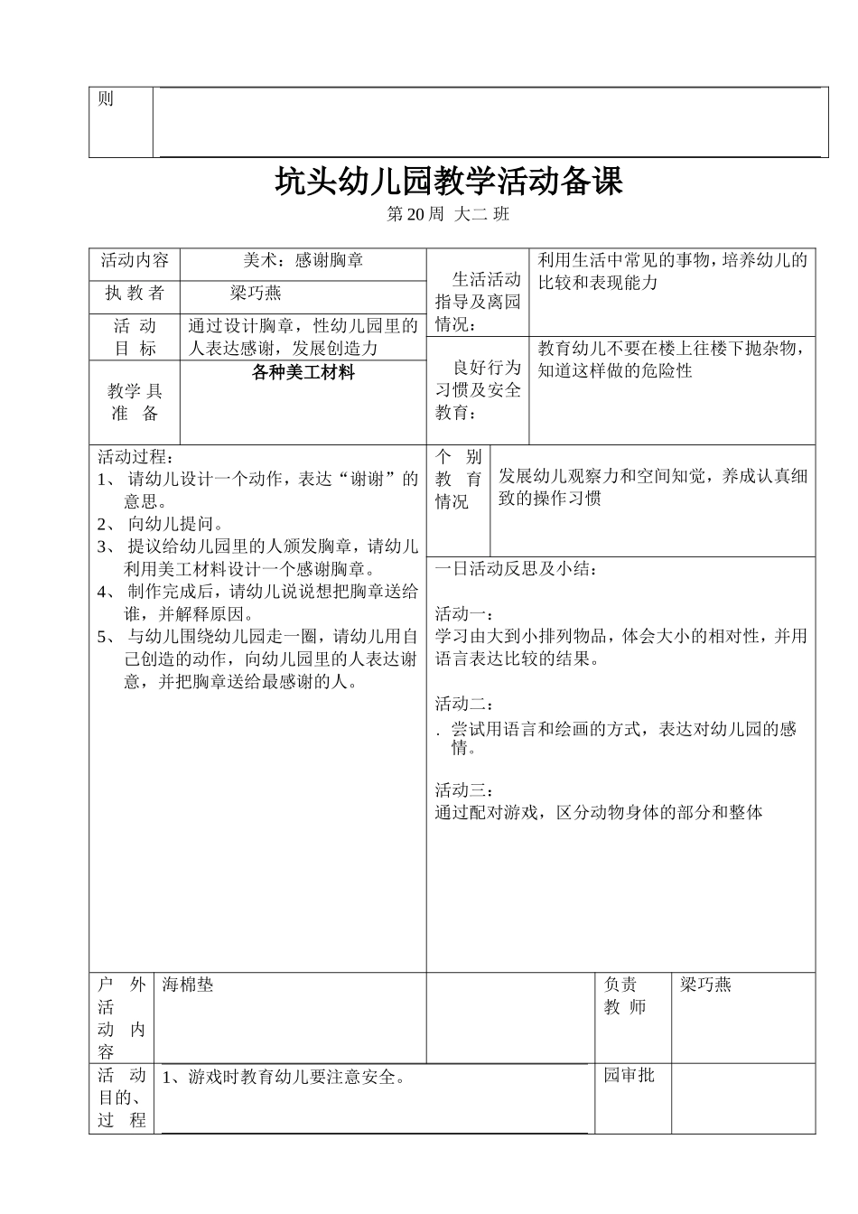 坑头幼儿园2011学年第二学期大二班备课-第20周(同名2251)_第3页