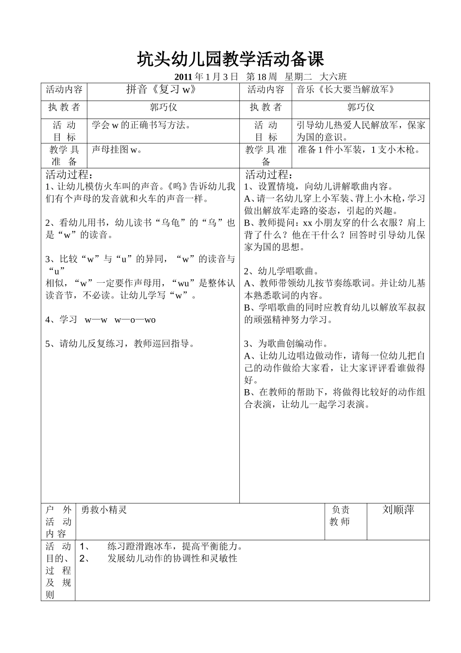 坑头幼儿园2011学年第一学期大六班备课-第18周_第3页