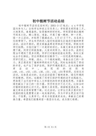 2024年初中植树节活动总结