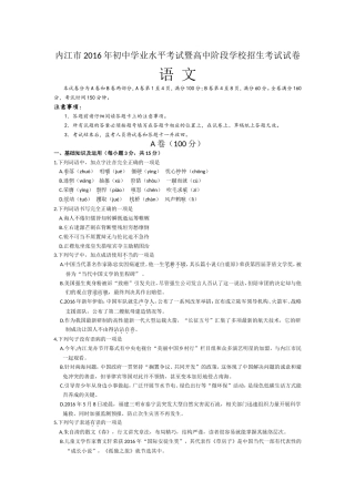 四川省内江市2016年中考语文试卷