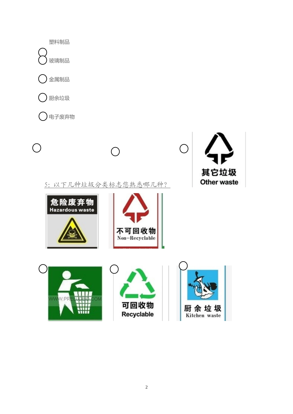 垃圾分类回收的调查问卷_第2页