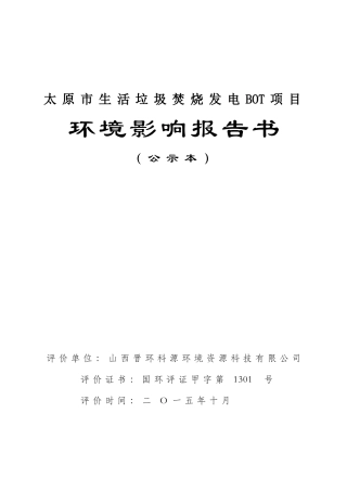 垃圾焚烧发电项目报告书