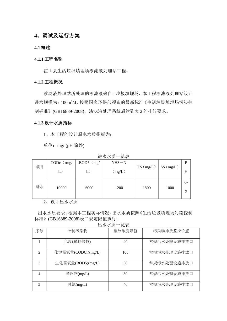 垃圾渗滤液调试方案(同名10478)_第1页