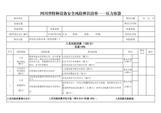 四川省特种设备安全风险辨识清单——压力容器