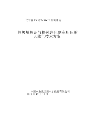垃圾填埋沼气提纯净化制车用压缩天然气技术方案