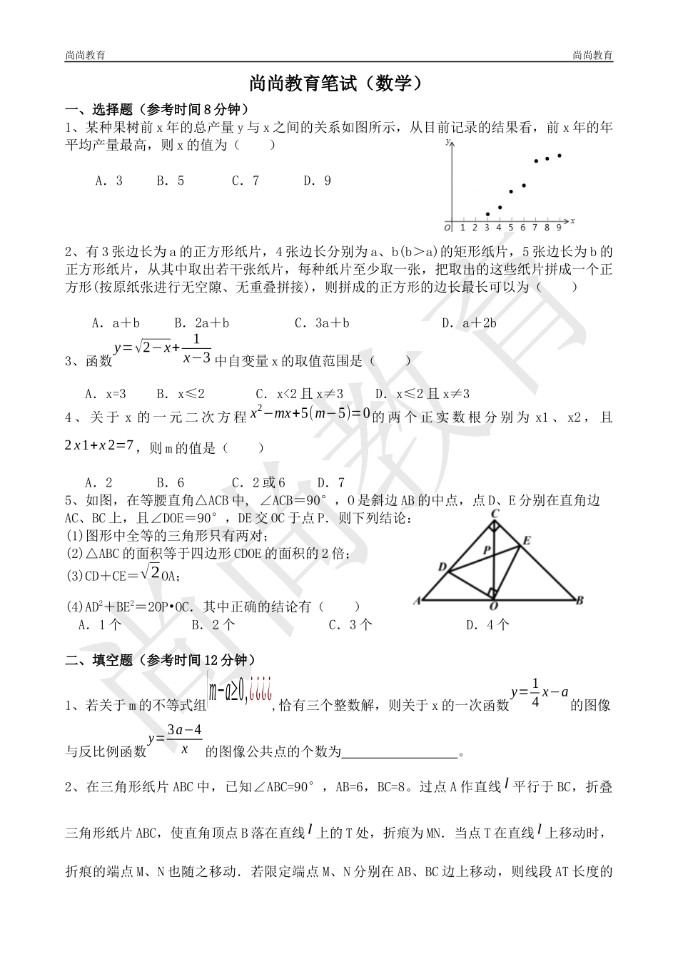 培训班数学老师面试题(超经典)_第1页